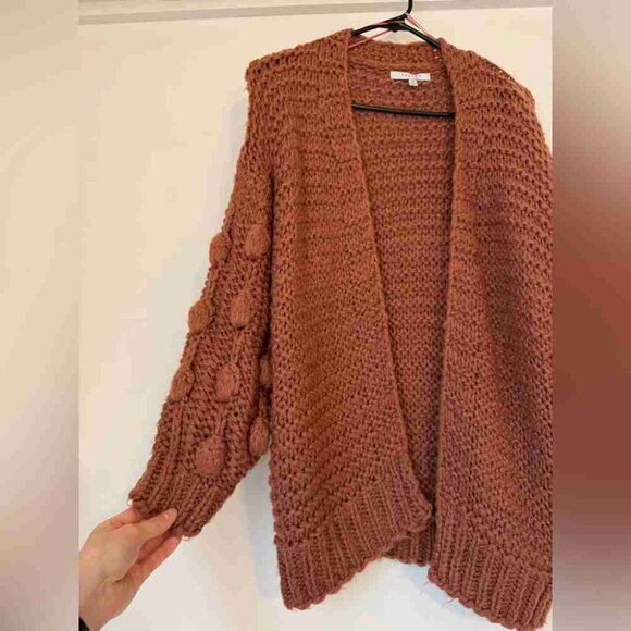Chunky Knit Cardigan- Rose Color - Picture 2 of 5